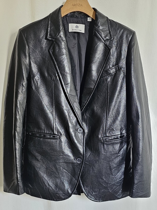 Aritzia Jackets & Blazers - Aritzia Babaton Black Faux Leather Agency Blazer Jacket